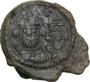 obverse: Heraclius, with Heraclius Constantine (610-641).. AE Decanummium Catania mint. Dated RY 16 (625/6)