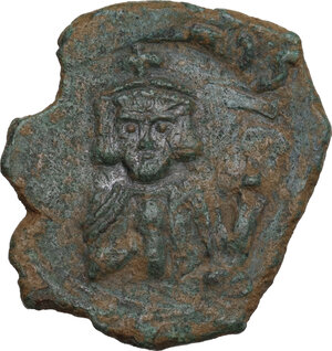 obverse: Justinian II (First Reign, 685-695). . AE Follis. Syracuse mint, 689-690