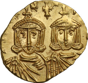obverse: Constantine V Copronymus with Leo IV (741-775).. AV Solidus, Syracuse mint