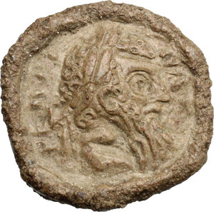 obverse: Leads from Ancient World. Roman Empire. Pertinax (193 AD) or Septimius Severus (?) (193-211). Conical PB Seal. On the face: PERTI-NA[ ]. Laureate head right