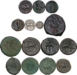 reverse: Greek Italy and Sicily.. Multiple lot of fifteen (15) unclassified coins
