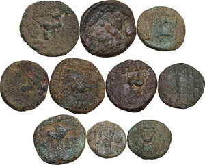 reverse: Greek Asia. Kings of Parthia. Multiple lot of ten (10) AE unclassified coins