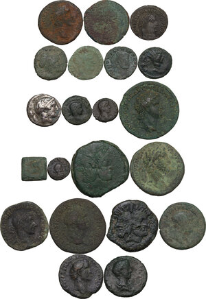 obverse: Roman Republic to Roman Empire. Multiple lot of 21 unclassified coins, all AE but for AR Stater of Thurium
