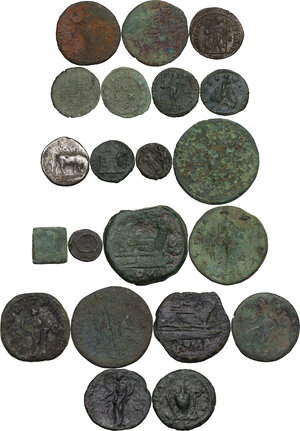 reverse: Roman Republic to Roman Empire. Multiple lot of 21 unclassified coins, all AE but for AR Stater of Thurium