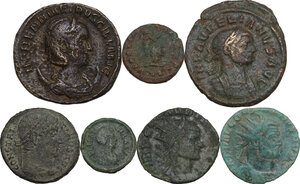 obverse: The Roman Empire.. Multiple lot of seven (7) unclassified AE coins, including Ael. Flaccilla and Her. Etruscilla
