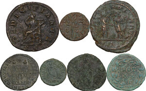 reverse: The Roman Empire.. Multiple lot of seven (7) unclassified AE coins, including Ael. Flaccilla and Her. Etruscilla