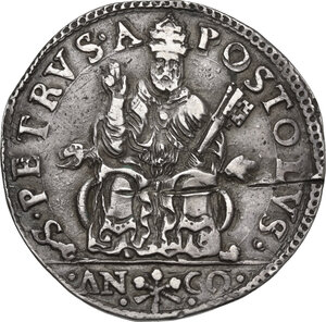 reverse: Ancona.  Paolo IV (1555-1559), Giampietro Carafa. Testone