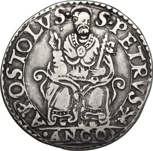 reverse: Ancona.  Pio IV (1559-1565), Gian Angelo de  Medici . Testone