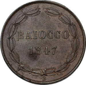 reverse: Bologna.  Pio IX  (1846-1878), Giovanni Mastai Ferretti.. Baiocco A. I 1847