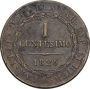 reverse: Carlo Felice (1821-1831). Centesimo 1826 Bologna