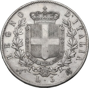reverse: Vittorio Emanuele II  (1861-1878). 5 lire 1864 Napoli