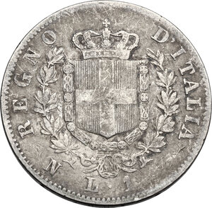 reverse: Vittorio Emanuele II  (1861-1878). Lira 1862 Napoli