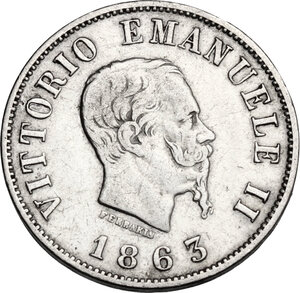 obverse: Vittorio Emanuele II  (1861-1878).. 50 Centesimi 1863 Milano