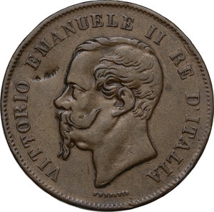 obverse: Vittorio Emanuele II, Re d Italia (1861-1878).. 5 centesimi 1861 Bologna
