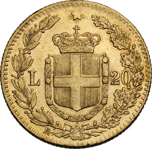 reverse: Umberto I (1878-1900).. 20 Lire 1879
