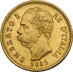 obverse: Umberto I (1878-1900). 20 lire 1882 1 su 1 capovolto