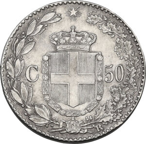 reverse: Umberto I (1878-1900).. 50 cent. 1889