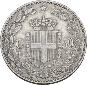 reverse: Umberto I (1878-1900). 50 centesimi 1889