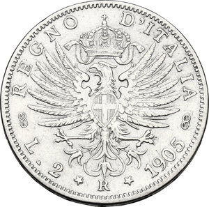 reverse: Vittorio Emanuele III (1900-1943). 2 lire 1905