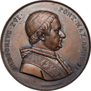 obverse: Gregorio XVI (1831-1846), Bartolomeo Alberto Cappellari. . Medaglia A. XI per la  Visita Papale a Viterbo