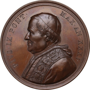 obverse: Pio IX  (1846-1878), Giovanni Mastai Ferretti. Medaglia A. XXXI