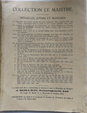 obverse: Libri-Francia. Catalogo d Asta. Collezione Le Maistre. 1913. Senza Copertina. Pessime condizioni. 