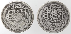 obverse: Egitto. Lotto di due monete da 5 Piastre 1916. Ag. 