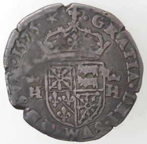 reverse: Francia. Enrico II di Béarn, III de Navarre. 1572-1589. Mezzo Testone 1575. Ag. 