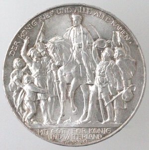 reverse: Germania Prussia. Guglielmo II. 1888-1918. 3 Marchi 1913 A. Ag. 