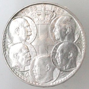 obverse: Grecia. 30 Dracme 1963. Ag. Centenario dei 5 re della Grecia. 
