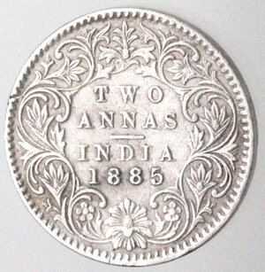 reverse: India. Vittoria. 1837-1901. 2 Anna 1885. Ag. 