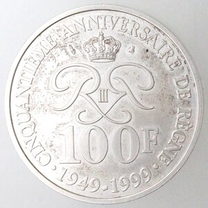 reverse: Monaco. Ranieri III. 100 Franchi 1999. Ag 900. 
