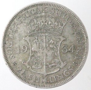 reverse: Sud Africa. Giorgio V. 1910-1936. 2,5 Scellini 1934. Ag. K