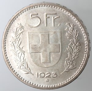 reverse: Svizzera. 5 Franchi 1923. Ag. 