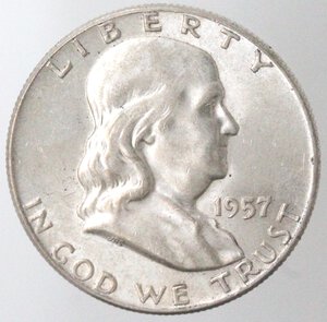 obverse: USA. Mezzo Dollaro 1957 Franklin. Ag. 