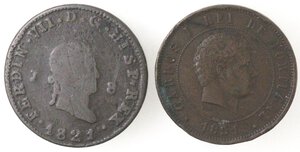 obverse: Lotto di 2 monete. Portogallo. 20 Reis 1891. Spagna. 8 Maravedis 1821. Ae. 
