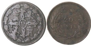 reverse: Lotto di 2 monete. Portogallo. 20 Reis 1891. Spagna. 8 Maravedis 1821. Ae. 