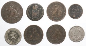 obverse: Lotto di 8 monete. Austria, Belgio, Spagna, USA. Ae-Ni. 