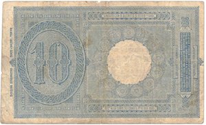 reverse: Banconote. Regno d Italia. Vittorio Emanuele III. 10 Lire Effigie di Umberto I. D.M. 11-10-1915. 
