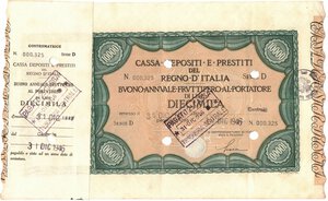 obverse: Banconote. C. D. P. Buono da 10.000 Lire 1946. 