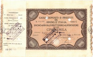 obverse: Banconote. C. D. P. Buono da 5.000 Lire 1946. 