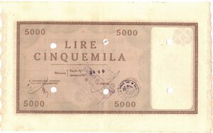 reverse: Banconote. C. D. P. Buono da 5.000 Lire 1946. 