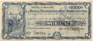 obverse: Banconote. Banca Nazionale dell Agricoltura. 1.000 Lire 1945.