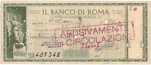 obverse: Banconote. Banco di Roma. 50 Lire 1944. qMB. Circolato abusivamente.