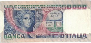 obverse: Banconote. Repubblica Italiana. 50.000 Lire Volto di Donna. D.M. 23 Ottobre 1978. 