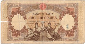 obverse: Banconote. Repubblica Italiana. 10.000 Lire Regine del Mare. D. M. 21-11-1955. Gig.BI73J. 