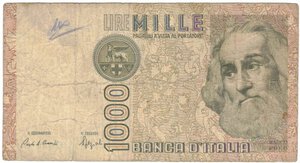 obverse: Banconote. Repubblica Italiana. 1.000 lire Marco Polo. 1988. Gig.BI57Ea.