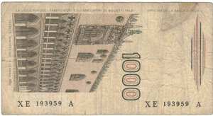 reverse: Banconote. Repubblica Italiana. 1.000 lire Marco Polo. 1988. Gig.BI57Ea.