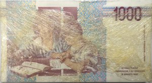 reverse: Banconote. Repubblica Italiana. 1.000 lire Montessori. 1998. Serie sostitutiva. Mazzetta da 100 pezzi. Gig.BI58Ga. 