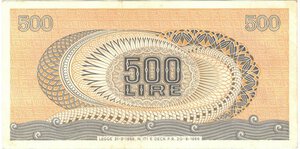 reverse: Banconote. Repubblica Italiana. 500 lire Aretusa. 1966. Serie sostitutiva. Gig.BS25Aa. qSPL. 